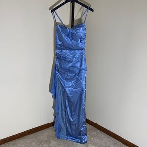 Elegant Blue Satin Dress